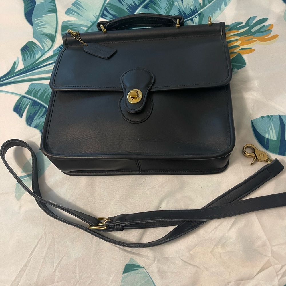 Rare Vintage 1993 Coach‎ Willis Bag Purse Satchel Navy - Picture 3 of 16